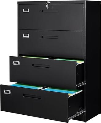 Letaya File Cabinets,4 Drawer Metal Lateral Filing Organization Storage  Cabinets with Lock,Home Office for Hanging Files Letter/Legal/F4/A4 Size