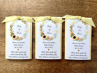 Sunflower Yellow Baby Shower Seed Packet Favors - in Bloom, Gender