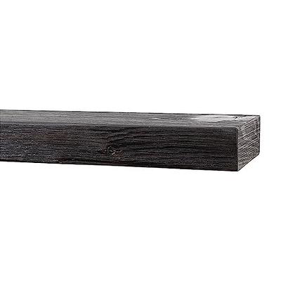 Stowe Rustic Charcoal Wood Fireplace Mantel Shelf - With Dark Hand Brushed  Sand Groove Pattern