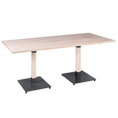 Lancaster Table & Seating 36 Square Standard Height Recycled Wood Butcher  Block Table with 4 Black