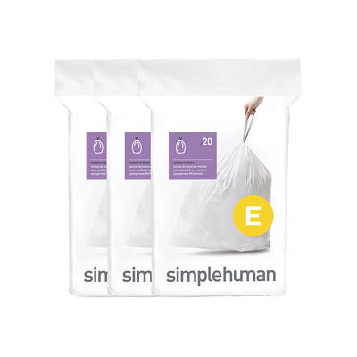 Plasticplace Simplehuman* Code V Compatible Drawstring Trash Bags, 4.2-4.8 Gallon (200 Count), White