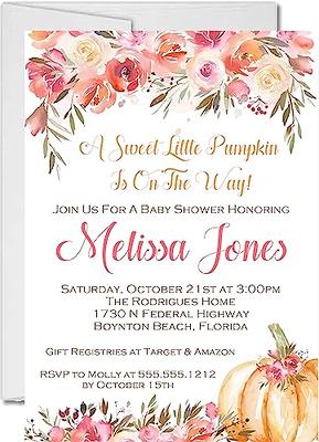 Fall Sunflowers Little Pumpkin Baby Shower Invitations