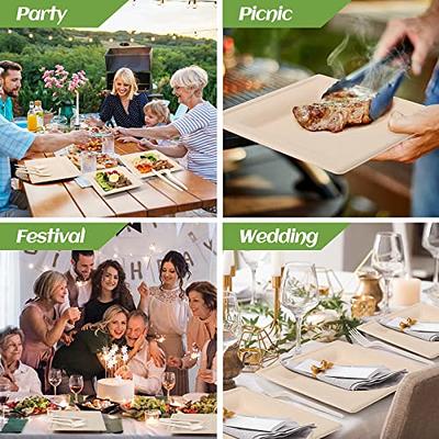 KTCNMER Compostable Party Paper Plates Set -[300 Pcs] 10 inch&8 inch Square  Brown Paper Plates Heavy Duty, Utensils and Napkins - Eco Friendly  Disposable Plates for Party - Yahoo Shopping