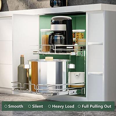 ROOMTEC Pull Out Cabinet Organizer, Kitchen Cabinet Organizer and Storage  2-Tier Cabinet Pull Out Shelves Under Cabinet Storage for Kitchen 11 W x  18 D, Chrome - Yahoo Shopping