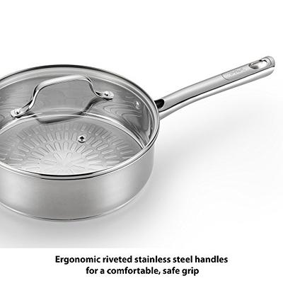 Stainless Stee Cookware Set Pots Sauce Pans Frying Pan Set 12 Pieces, Silver