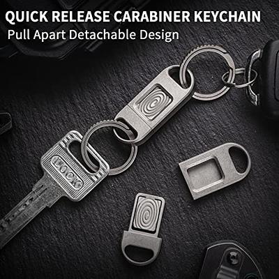 2PCS Titanium Quick Release Keychain EDC Heavy Duty Key Ring Detachable  Pull Apart Key Ring, Silver