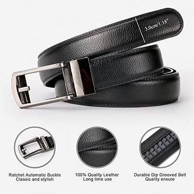 WERFORU 2 Pack Leather Ratchet Dress Belt for Men with Automatic