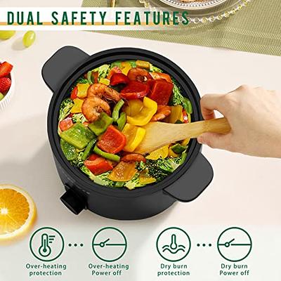 Topwit Hot Pot Electric, 1.5L Ramen Cooker, Portable Non-Stick Frying Pan,  Electric Pot for Pasta, Steak, BPA Free, Electric Cooker with Dual Power