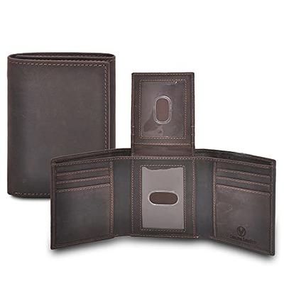 Brown Premium Leather Trifold Wallet with ID Window