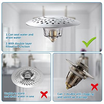 Bathtub Drain Plug, 2 In 1 Bathtub Stopper & Drain Hair Catcher, With  Stainless Steel Filtered Pop-up Drain Filter For Us Standard Bathtubs Drain  Hole