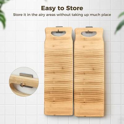 Wooden Washboard for Hand Washing Clothes, 15.7'' Bamboo Anti-slip