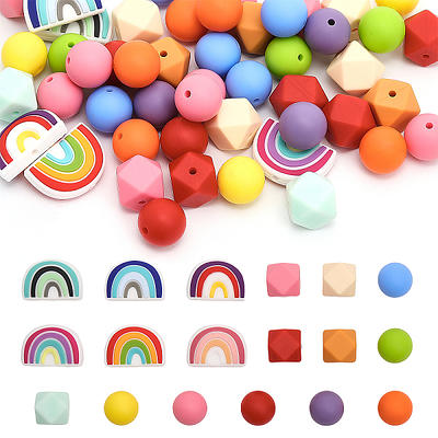 jiebor 100PCS 15mm Silicone Beads Focal Beads Rubber Round Loose