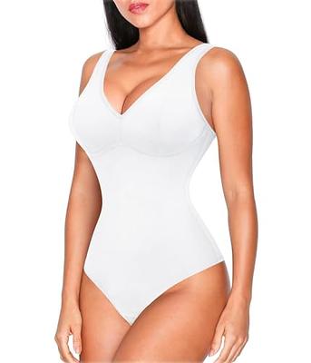 Women Shapewear Bodysuit Tummy Control Body Suit Thong Body Shaper Backless Body  Shaper Deep V Neck (Color : Coffee, Size : L) : : Fashion