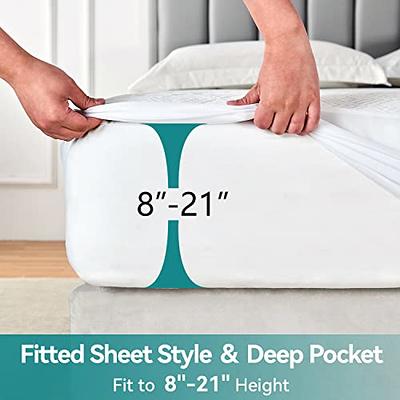 SPRINGSPIRIT Full Size Mattress Protector Waterproof, Breathable & Noiseless Cooling Full Mattress Pad Cover Quilted Fitted with Deep Pocket Strethes