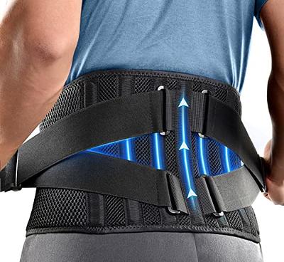 T TIMTAKBO Lower Back Brace W/Removable Lumbar Pad for Men Women Herniated  Disc,Sciatica,Scoliosis,Waist Pain Relief Lumbar Support Belt (Gray/Blue