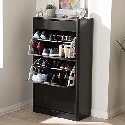 Baxton Studio Valina 2-Door Wood Entryway Shoe Storage Cabinet with Screen Inserts