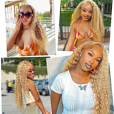 Honey Blonde Curly Lace Front Wig Human Hair 13x4 HD Lace human Hair Wig  for Women #