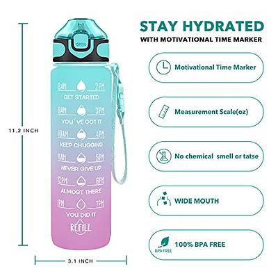 16oz Drinking Water Bottle with Time Marker to Ensure You Drink Enough Water  Throughout The Day for Fitness and Outdoor Travel 