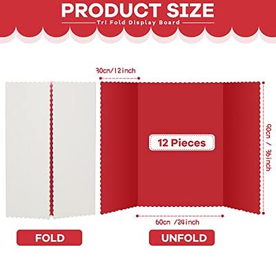 10 Pack Presentation Board Trifold Poster Board Tri Fold Display Board  Foldable Project Paperboard with 10 Sheets Letter Sticker 3 Rolls of Double
