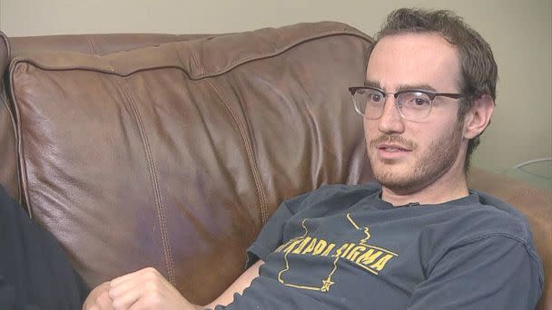 PHOTO: Tom Reddington is interviewed at his home in Denver, June 6, 2018. He was accidentally shot by the back-flipping FBI agent. (GMA)