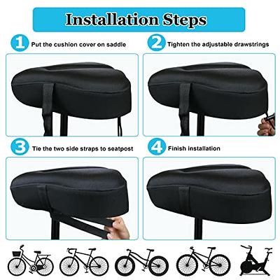 Geronmine Gel Bike Seat Cover Padded Bicycle Saddle Covers for Women & Men,  Most Comfortable Exercise Bike Seat Cushion Cover, Soft for Spin Indoor  Outdoor Cycling Class Mountain Stationary Bikes Black