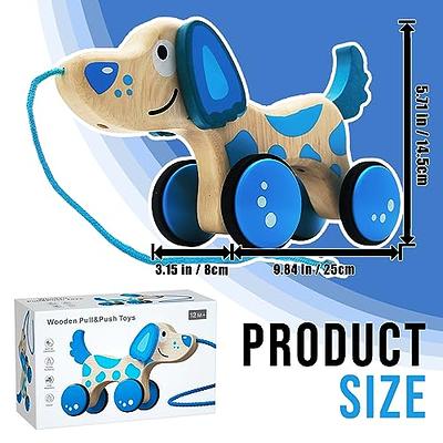 Wooden Pull Dog Toy Wooden Walk Pull Along Toy with String Toy