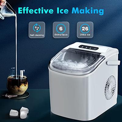COWSAR Nugget Ice Maker, Portable Countertop Machine with Self-Cleaning, 34Lbs/Day, Handle, Scoop and Basket for Home Office Party, Black
