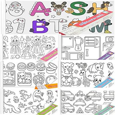 7 PCS Giant Coloring Poster, Drawing Paper for Kids,118×11.8 Inches Art  Painting Paper Roll for Kids Easel  (Animals+Dinosaurs+Transport+Princesses+Food+Household Items+Numeric  Alphabet) - Yahoo Shopping