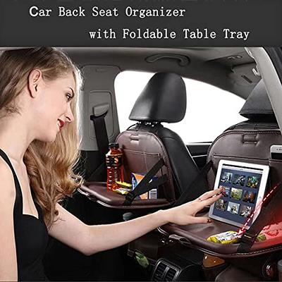 ASENDIWAY Premium PU Leather Backseat Seat Organizer with Foldable Table,  Multi-Storage Pockets and Adjustable Buckle Strap for Automobiles - Yahoo  Shopping