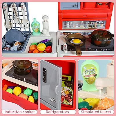 Theefun Play Kitchen Accessories Set: Play Kitchen Toys with Kids Pressure  Pot, Pan, Cooking Utensils and Cutting Play Food, Pretend Cooking Playset 