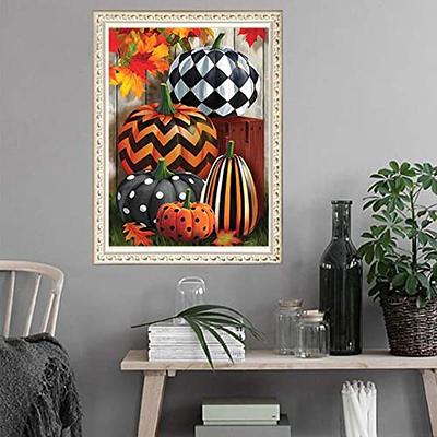  Diamond Painting Kits - 5D Autumn Pumpkin Sunflower Diamond Art  for Adults Kids Full Drill Round Crystal Pictures Home Wall Art (12 X 16)