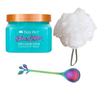 Tree Hut Blue Lagoon Shea Sugar Scrub Set! Body Scrub 18oz, Loofah and  Spoon! Formulated With Real Sugar, Certified Shea Butter And Sea Minerals!  Ultra Hydrating and Exfoliating Scrub! (Blue Lagoon) 