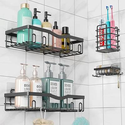 Bunoxea Shower Caddy, 5-Pack Shower Shelves,Adhesive Shower Organizer  Shelves,Large Capacity,Rustproof Shower Caddy Basket Shelf,Shower Shelf for