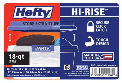 Hefty HI-RISE Heavy Duty 18 Qt. Latch Storage Bins, Orange/Gray 