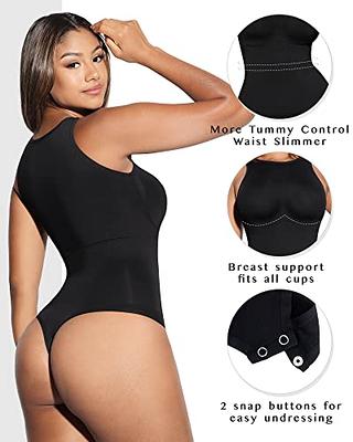 FeelinGirl Tummy Control White Bodysuit Slimming Body Suits Basic Body  Shaper T shirt Thong Tummy Control Body Suit Tops - Yahoo Shopping