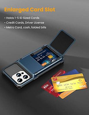 Vofolen Case for iPhone 11 Pro Case Wallet Credit Card Holder Slot Sliding Door Hidden Pocket Anti-Scratch Dual Layer Hybrid TPU Protective Hard