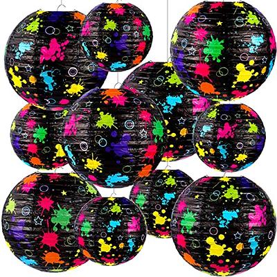 54 Pieces Glow Neon Party Supplies Decorations, Includes 10 Inches Neon  Fluorescent Blacklight Birthday Balloons, 57.8 Feet Black Light Star Circle