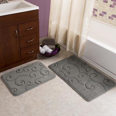 Hastings Home Bathroom Mats 60-in x 24-in Silver Cotton Bath Rug in the Bathroom  Rugs & Mats department at