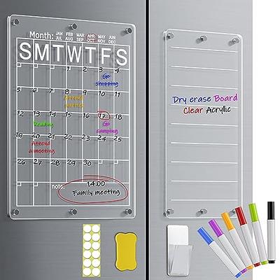 Magnetic Acrylic Calendar for Fridge, 16x12 Clear Set of 2 Dry Erase  Board Calendar for Fridge Reusable Planner, Includes 8 Highlight Markers,  Magnetic Pen Holder, 2 Nail-free Stickers and Towel - Yahoo Shopping