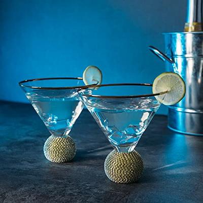 The Wine Savant Diamond Studded Martini Glasses Set of 2 Gold