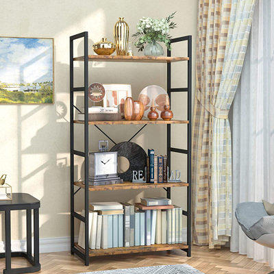 TooCust 3 Tier Bookshelf, 37 x 23 x 12.6, 3 Tier Bookcase, 3 Shelf  Bookshelf, Vintage Standing Metal Frame Book Shelves, Small Bookshelf,  Rustic