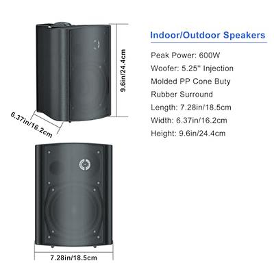 STUDIOFINIX 5.25 Inch 600W Outdoor Speakers Waterproof Wired