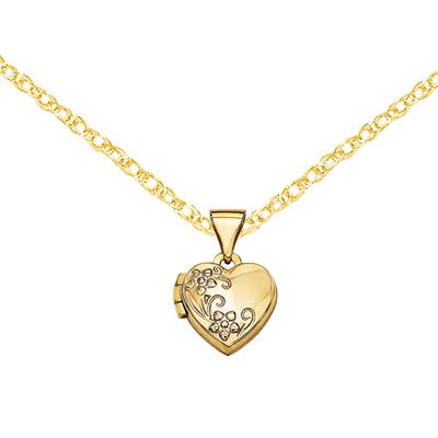 Ross-Simons - Single-Initial - Baby's 14kt Yellow Gold Heart Locket Necklace. Size 13