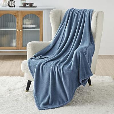 Bedsure Fleece Blanket Twin Blanket Washed Blue - 300GSM Soft