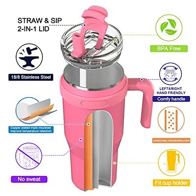 Zukro 50 oz Tumbler with Handle and Straw, Leak Proof Vacuum Large  Insulated Stainless Steel Tumbler