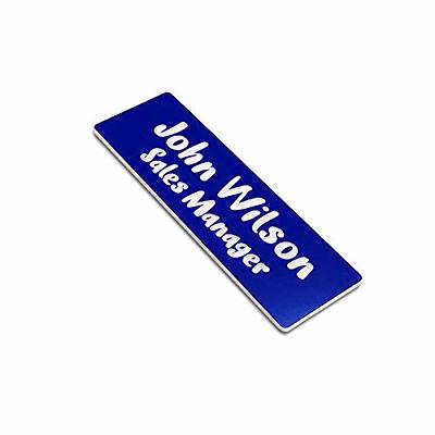  Custom Laser Engraving Metal Logo/Name Tags Badge for Business  Personalized Identification ID Tag with Magnetic, Pin, Adhesive  Backing,Clear and Easy to Read. : Office Products