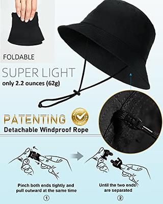 Waterproof Sun UPF 50+ Bucket Hat UV Protection Packable Brimmed Boonie for  Women Men Summer Lightweight Hiking Outdoor Cap Black One Size