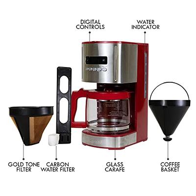 Red 12-Cup Programmable Coffee Maker