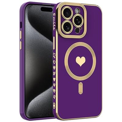Compatible with iPhone 13 Mini Case for Women, Bronzing Luxury Heart Phone  Case Cute Side Small Pattern Soft TPU Shockproof Full Camera Lens