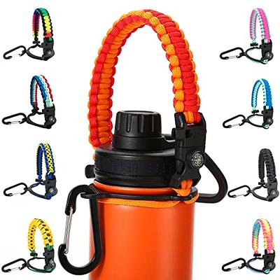 Paracord Handle For Hydro Flask Water Bottle Survival With Safety Ring  Carabiner Compass Fits Wide Mouth